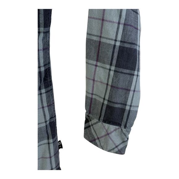 Fourstar Flannel Shirt Mens Medium Gray Purple Plaid Street Pirate Skate - Picture 10 of 16
